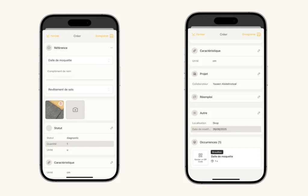 Écran de capture et de scan de l’application Skop Diag